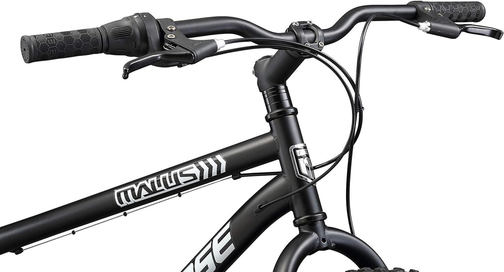 Mongoose Malus Mens and Women Fat Tire Mountain Bike, 26-Inch Bicycle Wheels, 4-Inch Wide Knobby Tires, Steel Frame, 7 Speed Drivetrain, Shimano Rear Derailleur, Disc Brakes