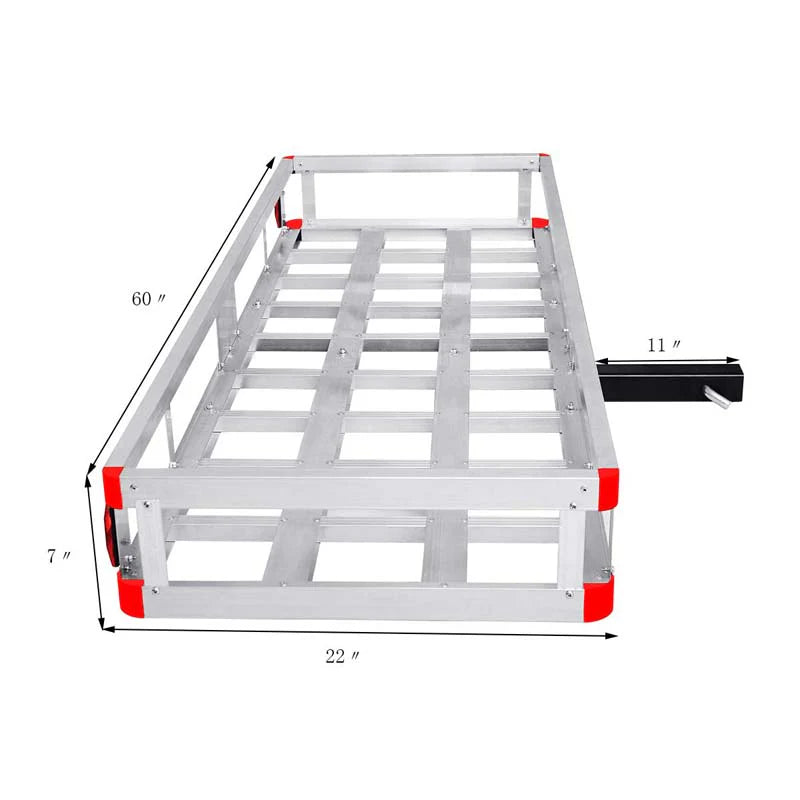 500LBS Capacity Hitch Cargo Carrier Fits 2" Receiver, 60" x 22" x 7" Mount Luggage Rack, Aluminum Trailer Vehicle Cargo Basket for SUV Truck Car
