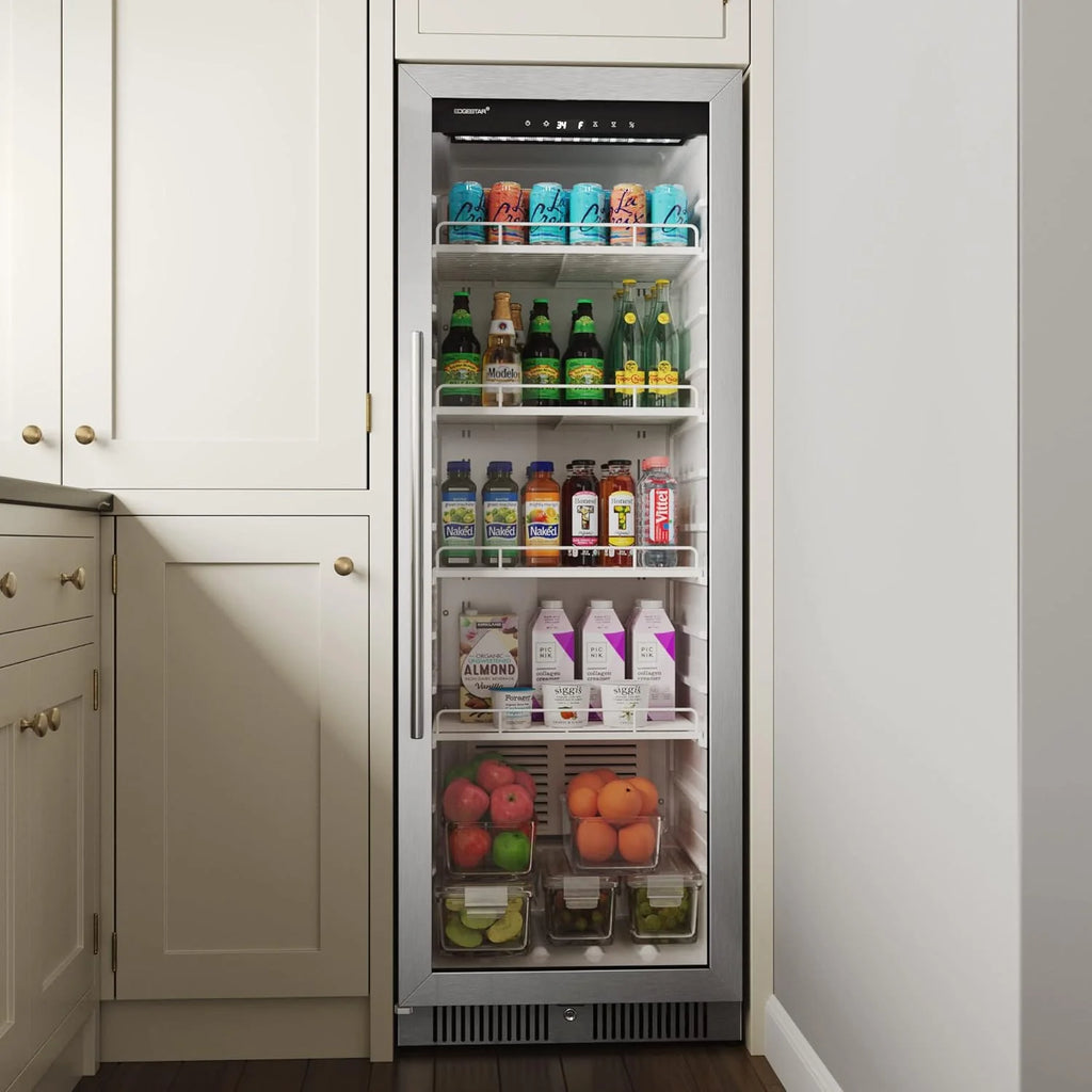 EdgeStar VBM101 22" Wide 10.1 Cu. Ft. Commercial Beverage Merchandiser �C Stainless Steel, Temp Alarm, Reversible Door