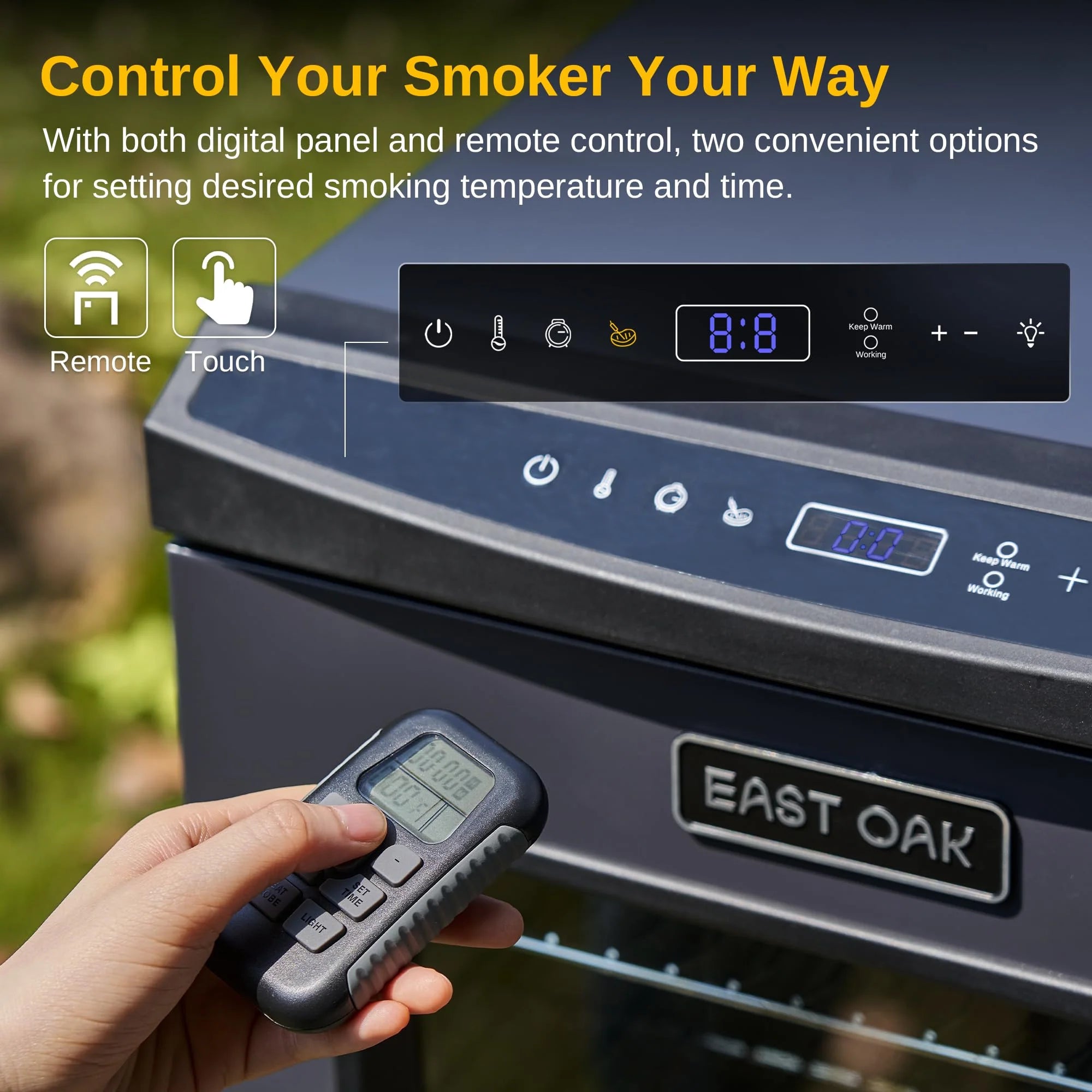 EAST OAK 30" Digital Electric Smoker with Glass Door