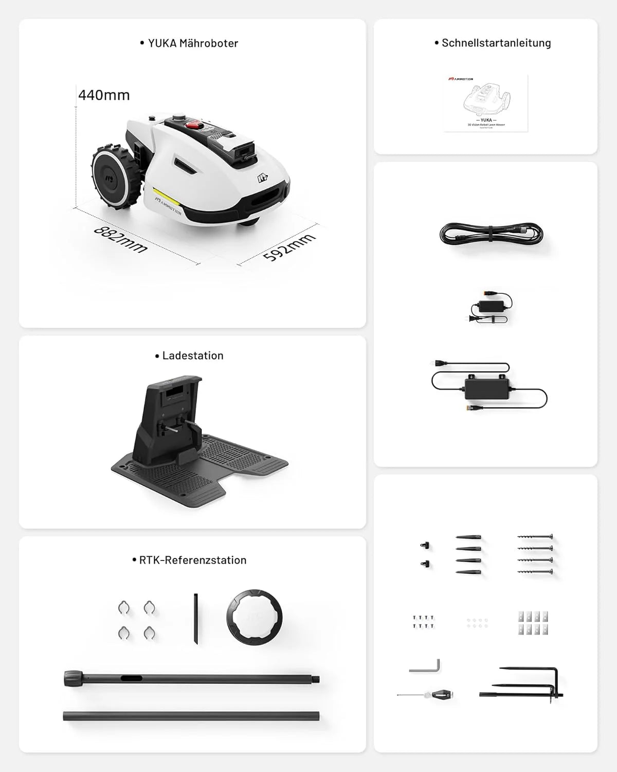 YUKA Mini 500H Robot Lawn Mower Reception 0.12 Acre, Max. 0.17 Acre, Ultrasense AI Vision+ RTK Positioning, Auto Mapping, App Control,45% Slope, Cutting Height 2''~3.5'', 3 Mowing Zones
