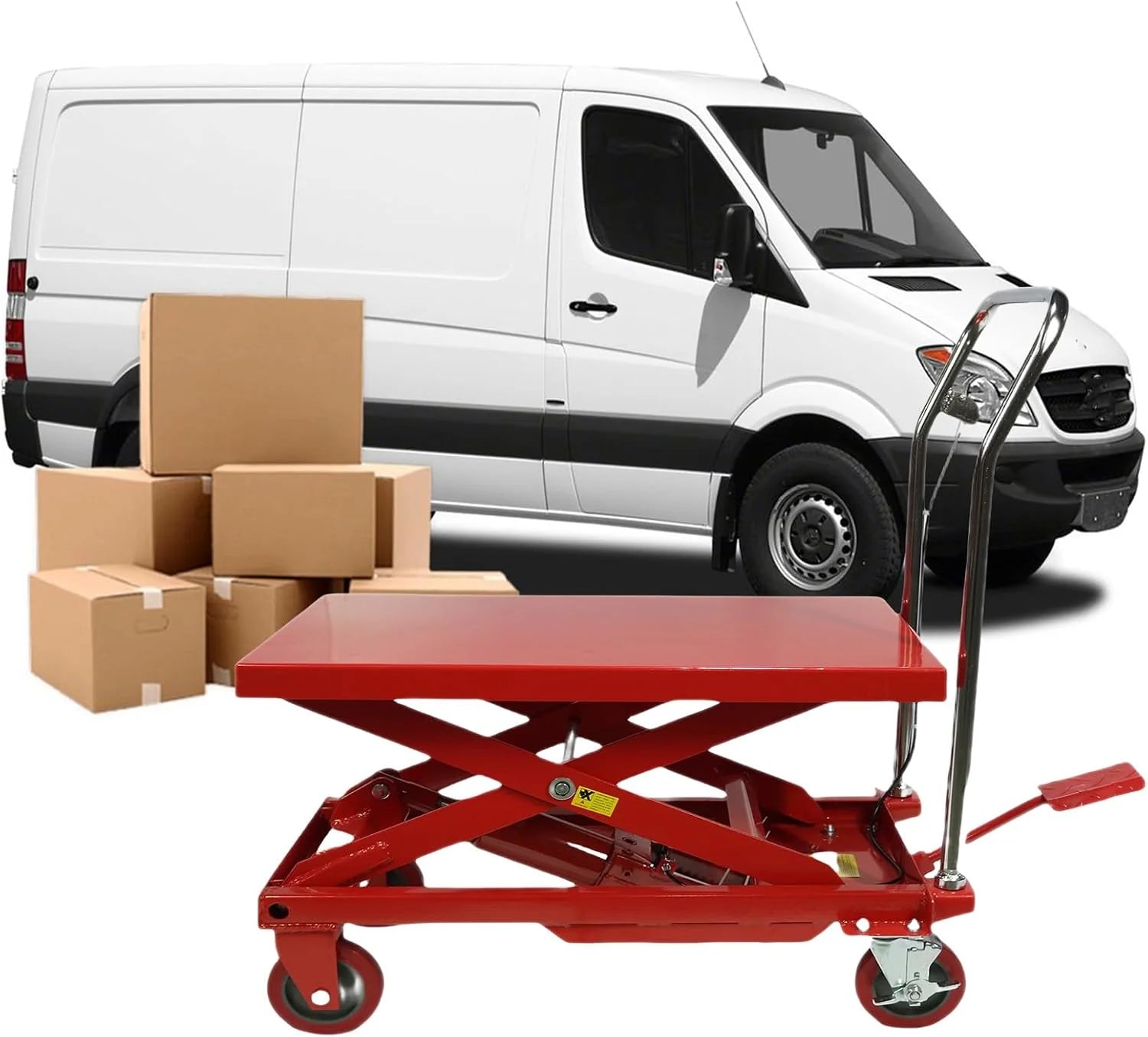 660LBS Hydraulic Lift Table Cart �C 31" Lift Height, Double Scissor Design with 4 Wheels & Non-Slip Pad for Material Handling