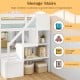 Twin Over Twin Low Bunk Bed with Storage Stairs Solid Wood Floor Bunk Bed Frame