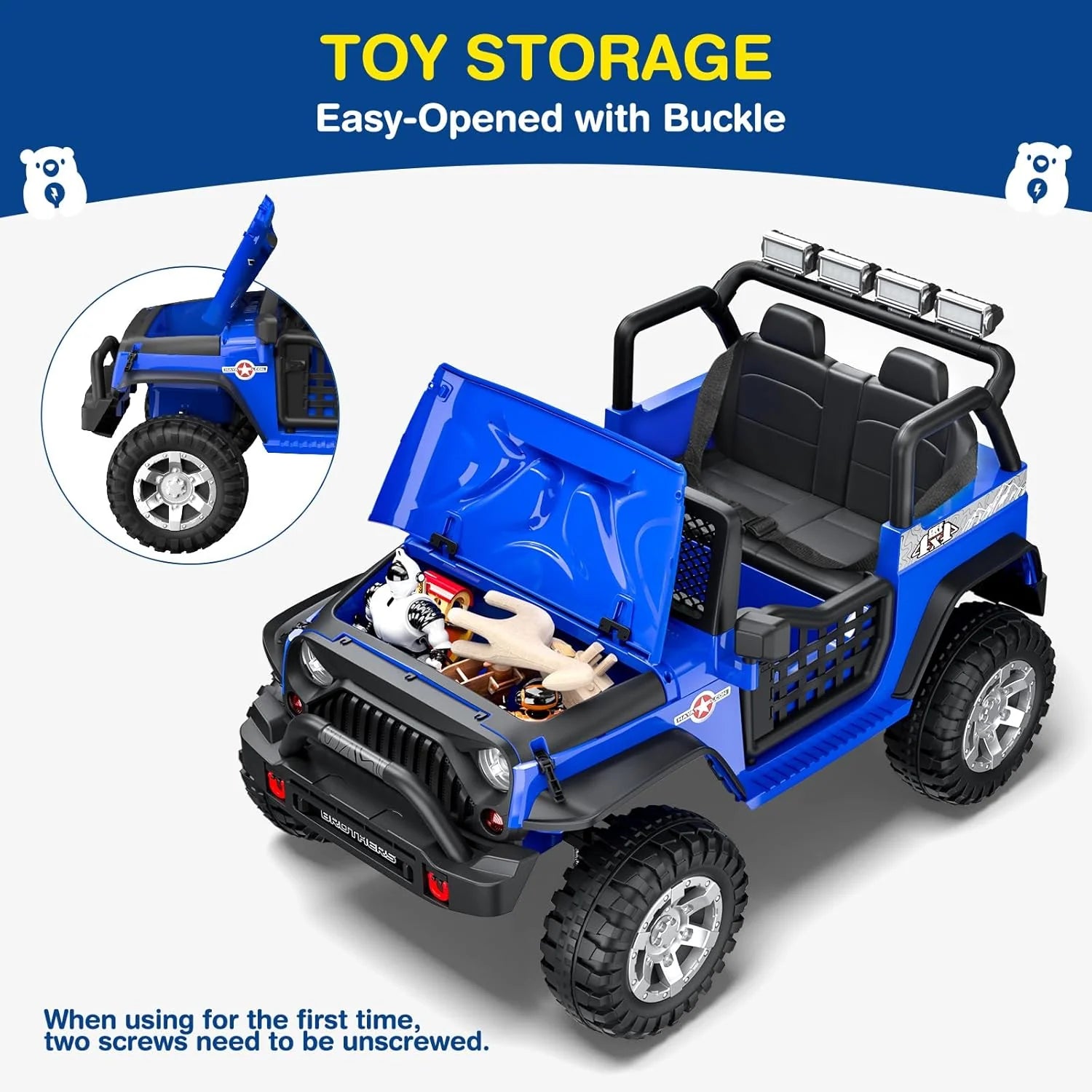 L8 Ride On Car, 2 Seater, 12V Kids Electric Car w/Remote Control, 4-Wheel Suspension, Bluetooth Speaker, Multi Music Modes, 3 Speeds, LED Lights, Xmas & Birthday Gift Ideas for Kids Ages 3+