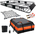 Folding hitch mounted cargo basket 60" With hook stabilizer, net and straps