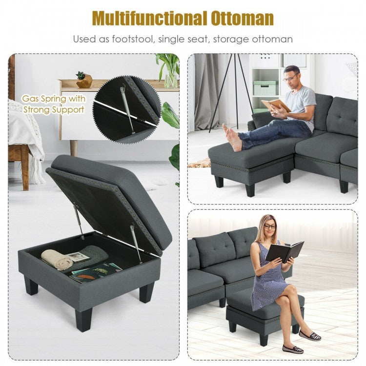 Reversible Sectional Sofa Couch L-Shaped Sofa Couch with Ottoman