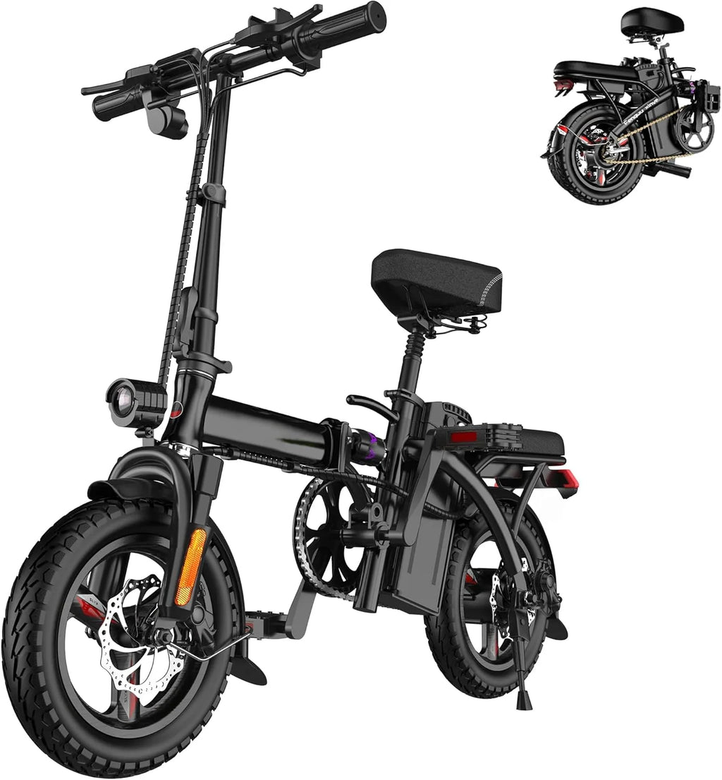 Ebikes for Adults, 400W Motor 22MPH Max Speed, 14�� Tire, 48V 15AH Removable Battery for Electric Bike, Multi-Shock Absorption, City Commuter, Foldable Adult Electric Bicycles
