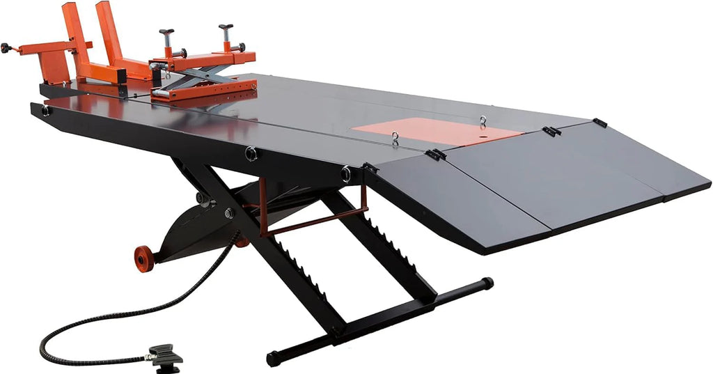 APlusLift MT1500X 1500LB Air-Operated Motorcycle & ATV Lift Table �C 48" Wide with Side Extensions, 2-Year Warranty