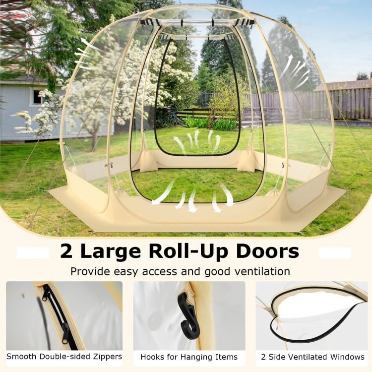 11 x 11 Feet Clear Dome Pop up Bubble Tent with Carrying Bag for 6-10 People