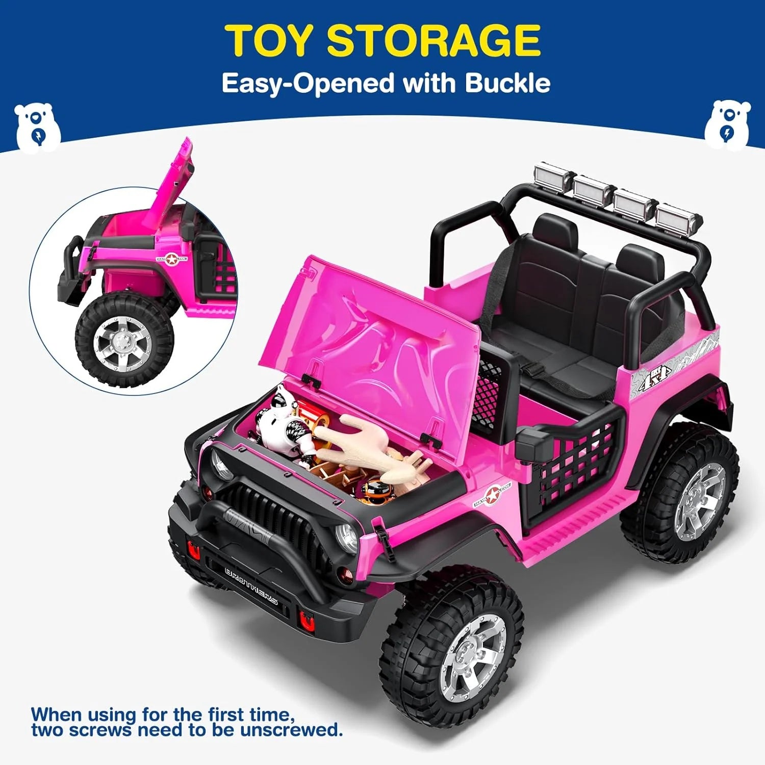 L8 Ride On Car, 2 Seater, 12V Kids Electric Car w/Remote Control, 4-Wheel Suspension, Bluetooth Speaker, Multi Music Modes, 3 Speeds, LED Lights, Xmas & Birthday Gift Ideas for Kids Ages 3+