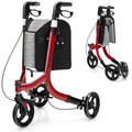 3-Wheel Folding Rollator Walker with Shopping Bag, Lightweight Aluminum Mobility Walking Aid