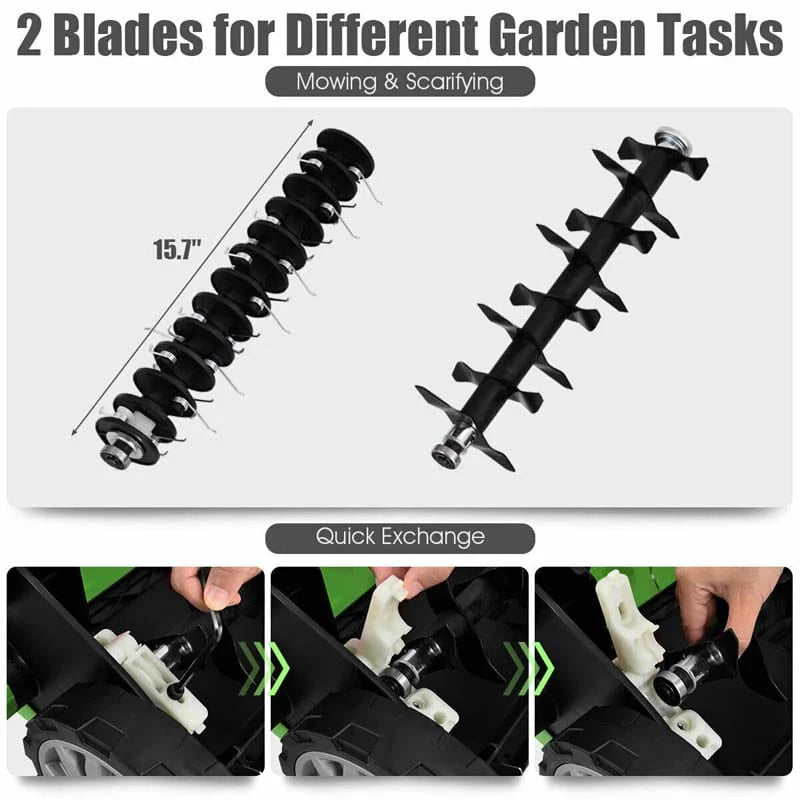 2-in-1 Electric Lawn Dethatcher & Scarifier with Folding Handle, 13 Amp 15" Corded Grass Dethatcher with 50L Collection Bag