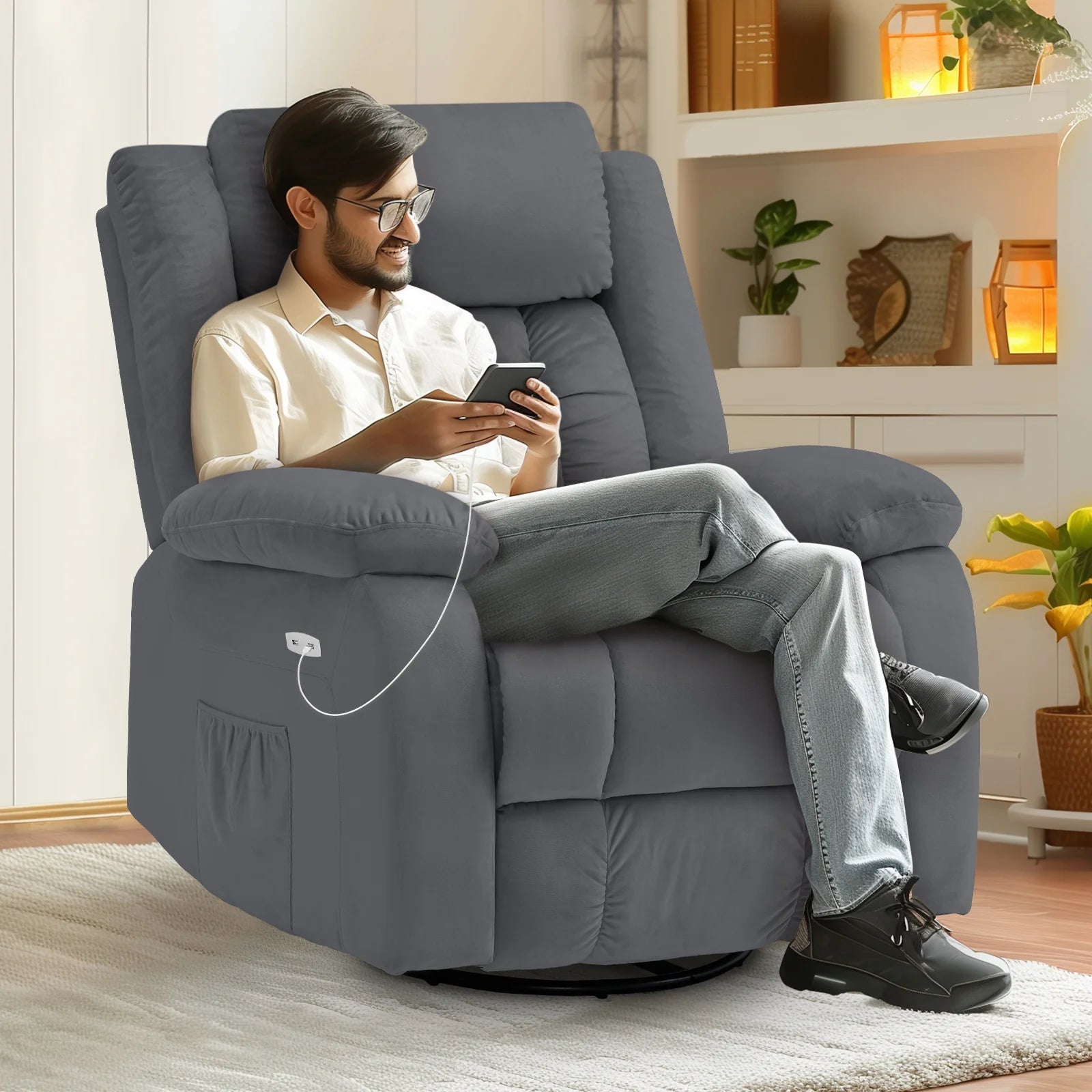 360�� Swivel Heated Recliner Massage Chair