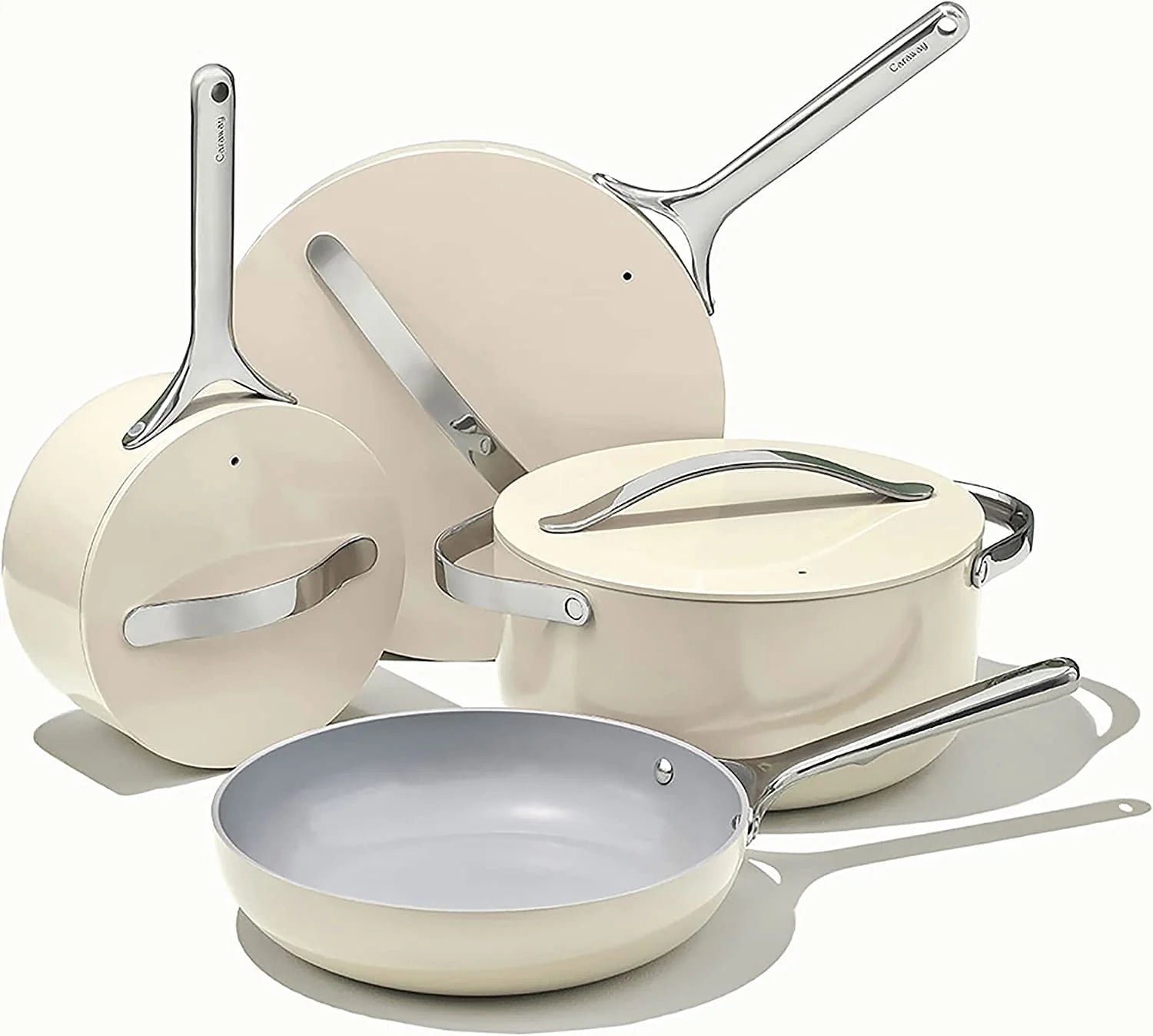 Caraway Nonstick Ceramic Cookware Set (12 Piece) Pots  Pans  Lids and Kitchen Storage - Non Toxic  PTFE &amp; PFOA Free - Oven Safe &amp; Compatible with All Stovetops (Gas  Electric &amp