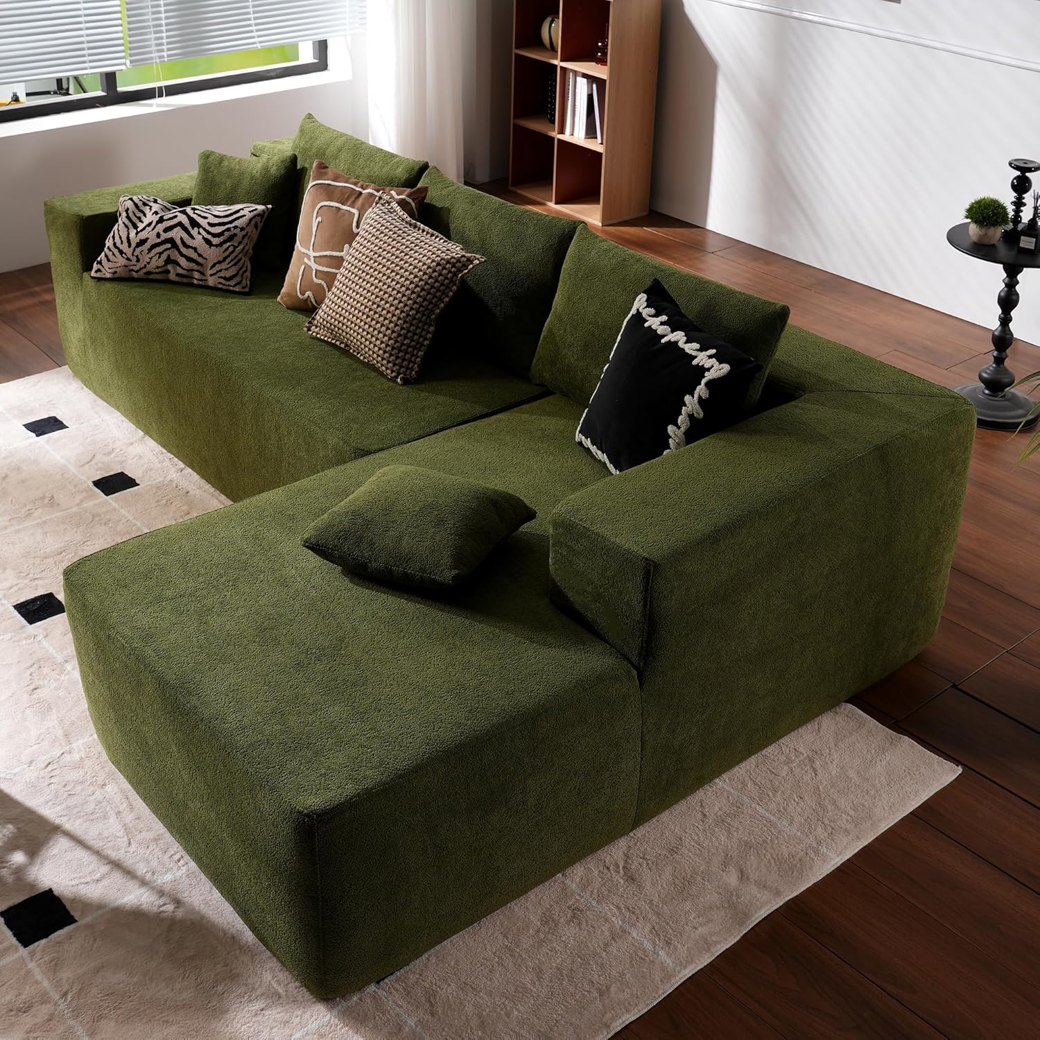 ovios 104" Cloud Sectional Couch with L-Shape Chaise,Modern Modular Sofa with Deep Seat, Upholstered Couches for Living Room Bedroom,No Assembly Required, Black (Corduroy Fabric)