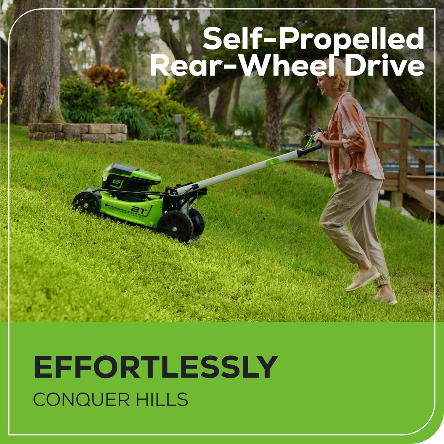 60V 21�� Cordless (Self-Propelled) Lawn Mower , 2 x 4.0Ah Batteries and Dual Port Rapid Charger