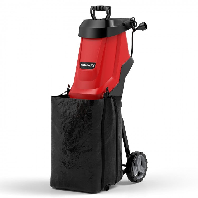 15-AMP Electric Wood Chipper and Shredder Leaf Mulcher with Wheels