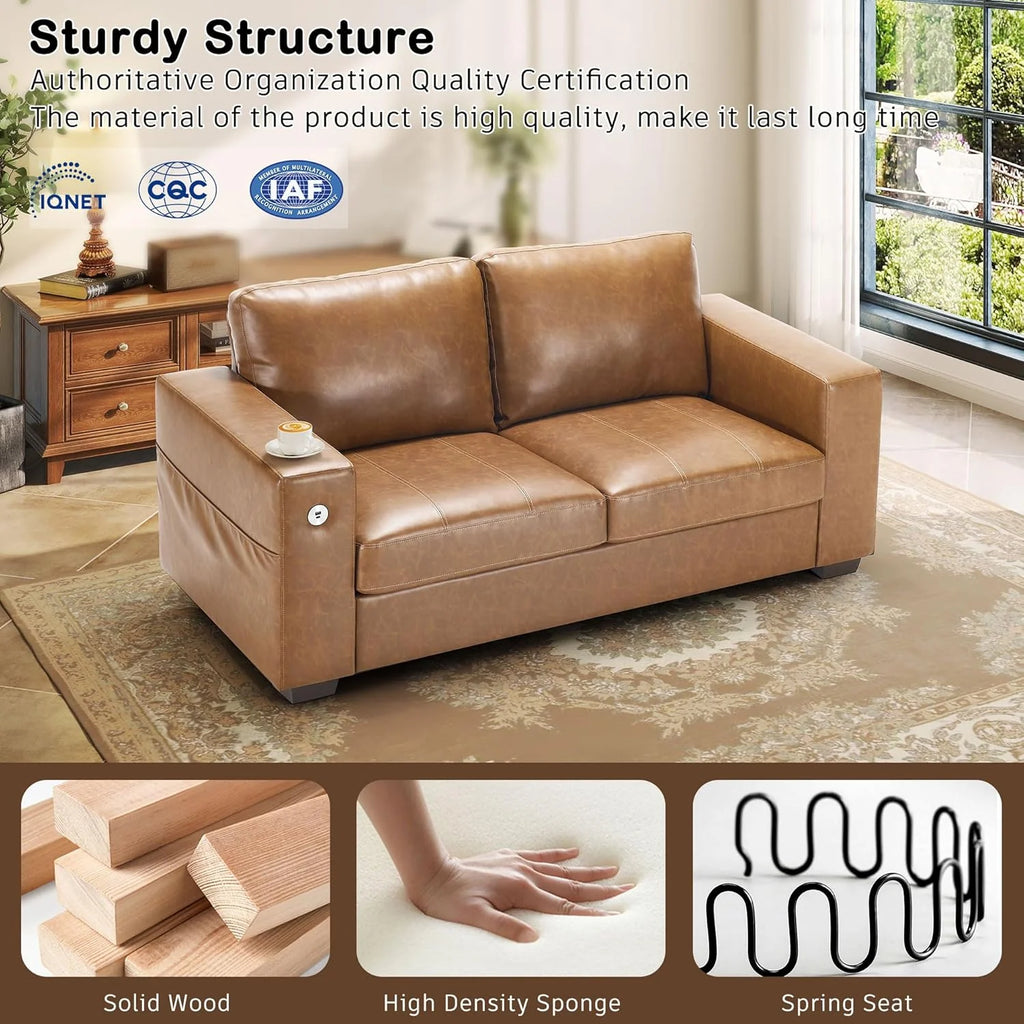 Hanherry 89" Sofa for Living Room, Modern Comfy Sofa with Medium Firm Seat Cushion, Removable Cover,Wide Armrest,USB/Type-C Port,Chenille Fabric Couches for Small Space,Apartment