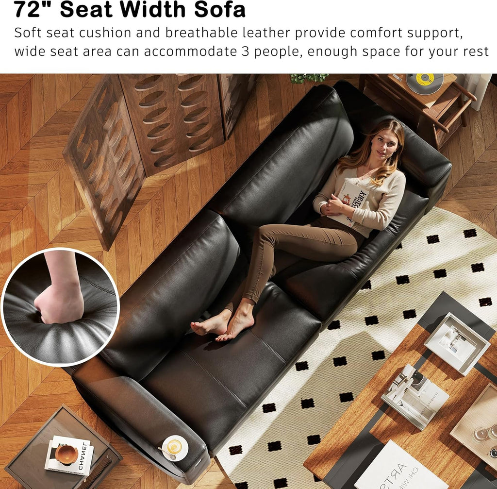 Hanherry 89" Sofa for Living Room, Modern Comfy Sofa with Medium Firm Seat Cushion, Removable Cover,Wide Armrest,USB/Type-C Port,Chenille Fabric Couches for Small Space,Apartment