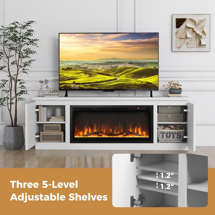 Fireplace TV Stand for TVs up to 80 Inch with 3 Adjustable Shelves