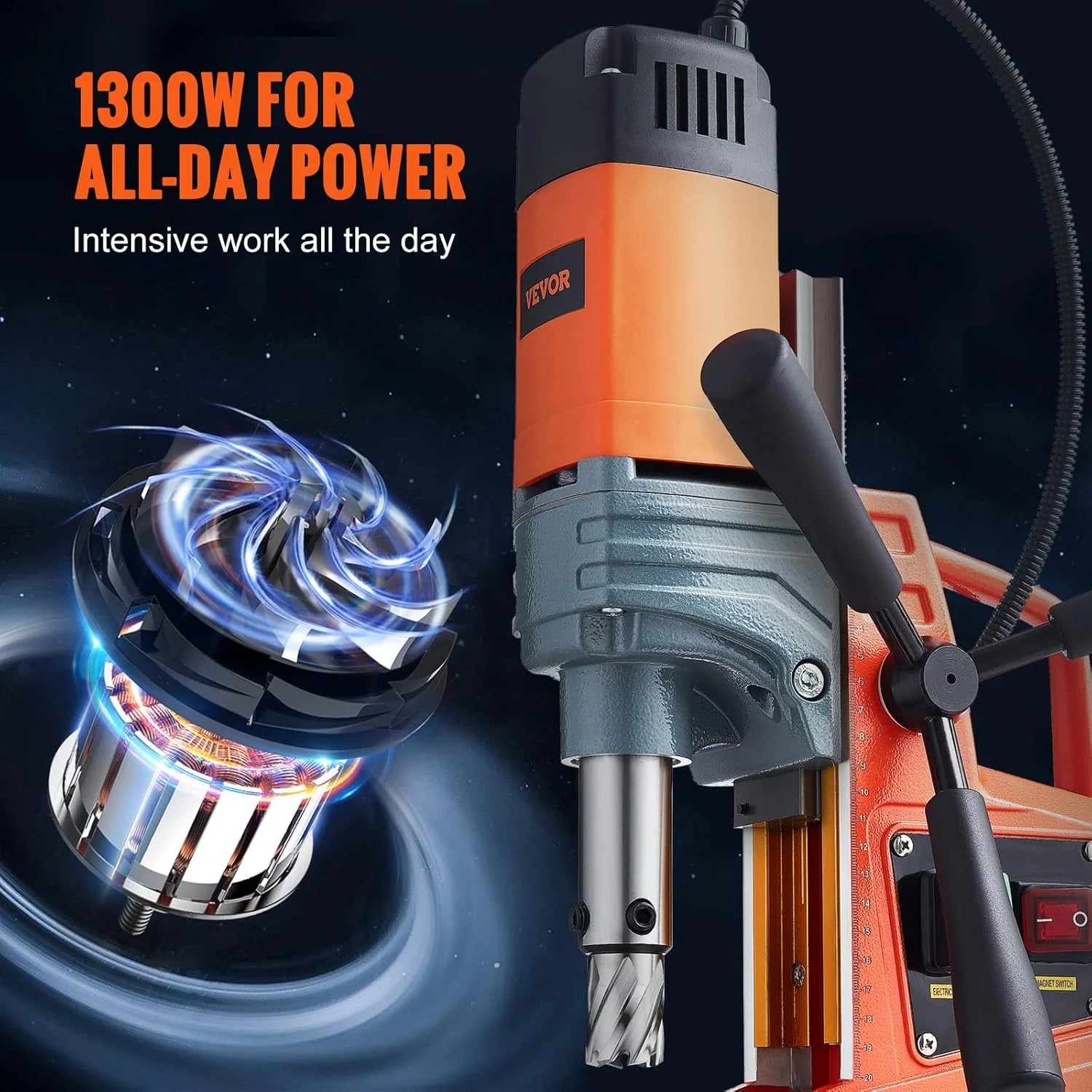 Mag Drill Press, 1550W 2" Boring Diameter, 2922lbf Power Magnetic Drill, 500 PRM, 10-Speed, Electric Drilling Machine for Metal Surface, Industrial and Home Improvement