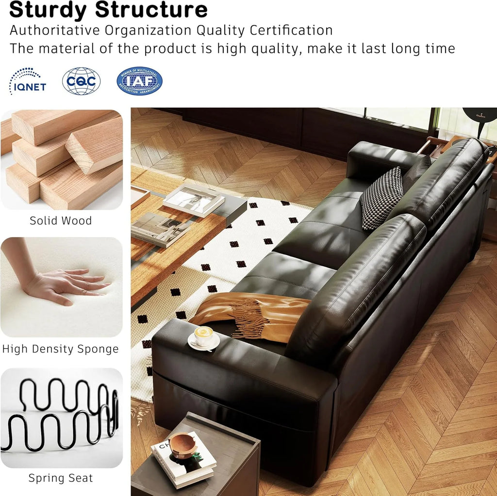 Hanherry 89" Sofa for Living Room, Modern Comfy Sofa with Medium Firm Seat Cushion, Removable Cover,Wide Armrest,USB/Type-C Port,Chenille Fabric Couches for Small Space,Apartment