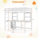 Twin Loft Bed with LED Light and Desk No Box Spring Needed