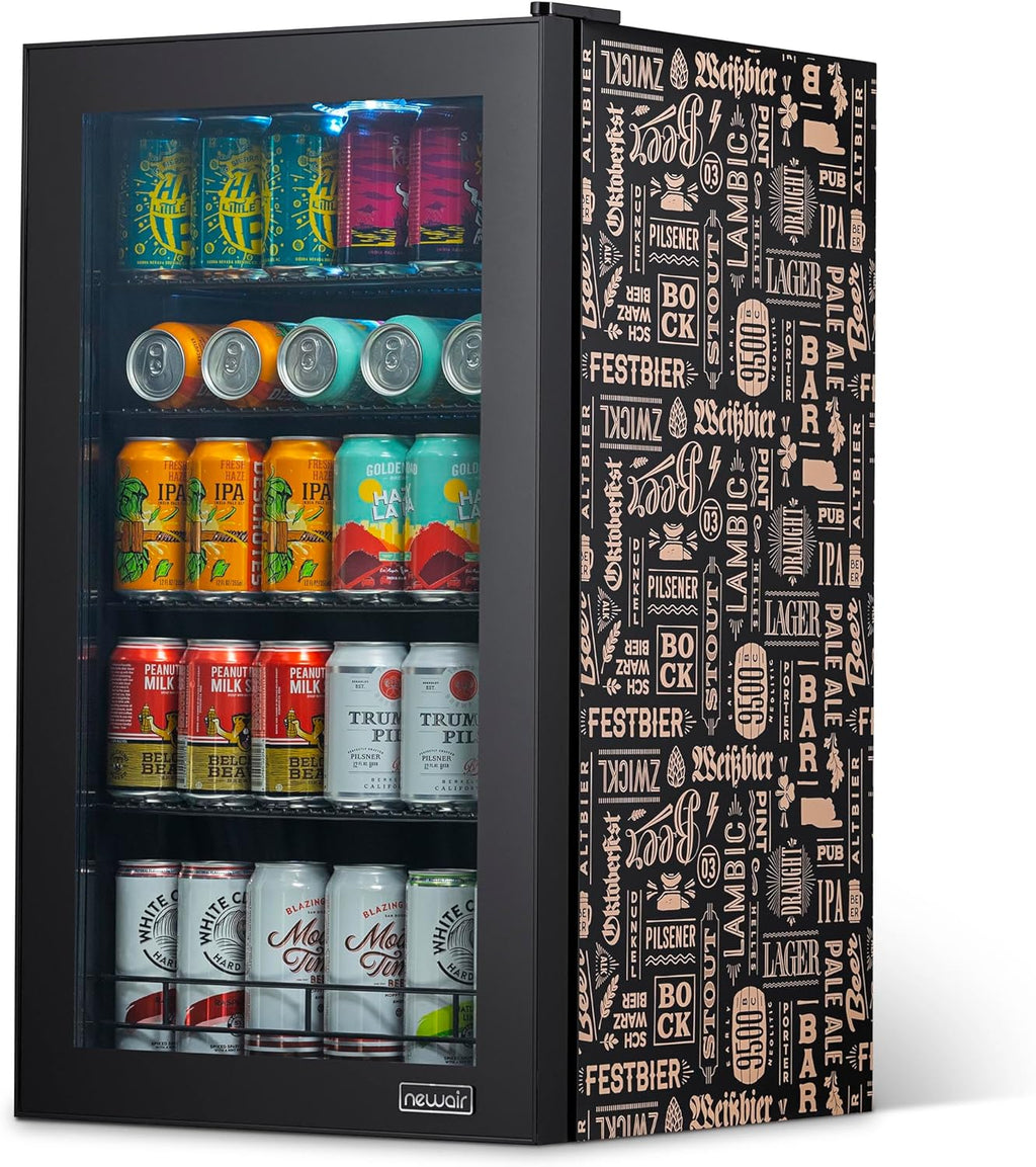 Beverage Refrigerator Cooler | 126 Cans Free Standing with Right Hinge Glass Door | Mini Fridge Beverage Organizer Perfect For Beer, Wine, Soda, And Cooler Drinks