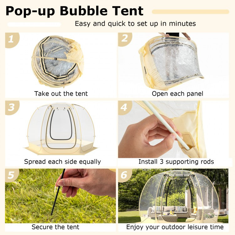11 x 11 Feet Clear Dome Pop up Bubble Tent with Carrying Bag for 6-10 People