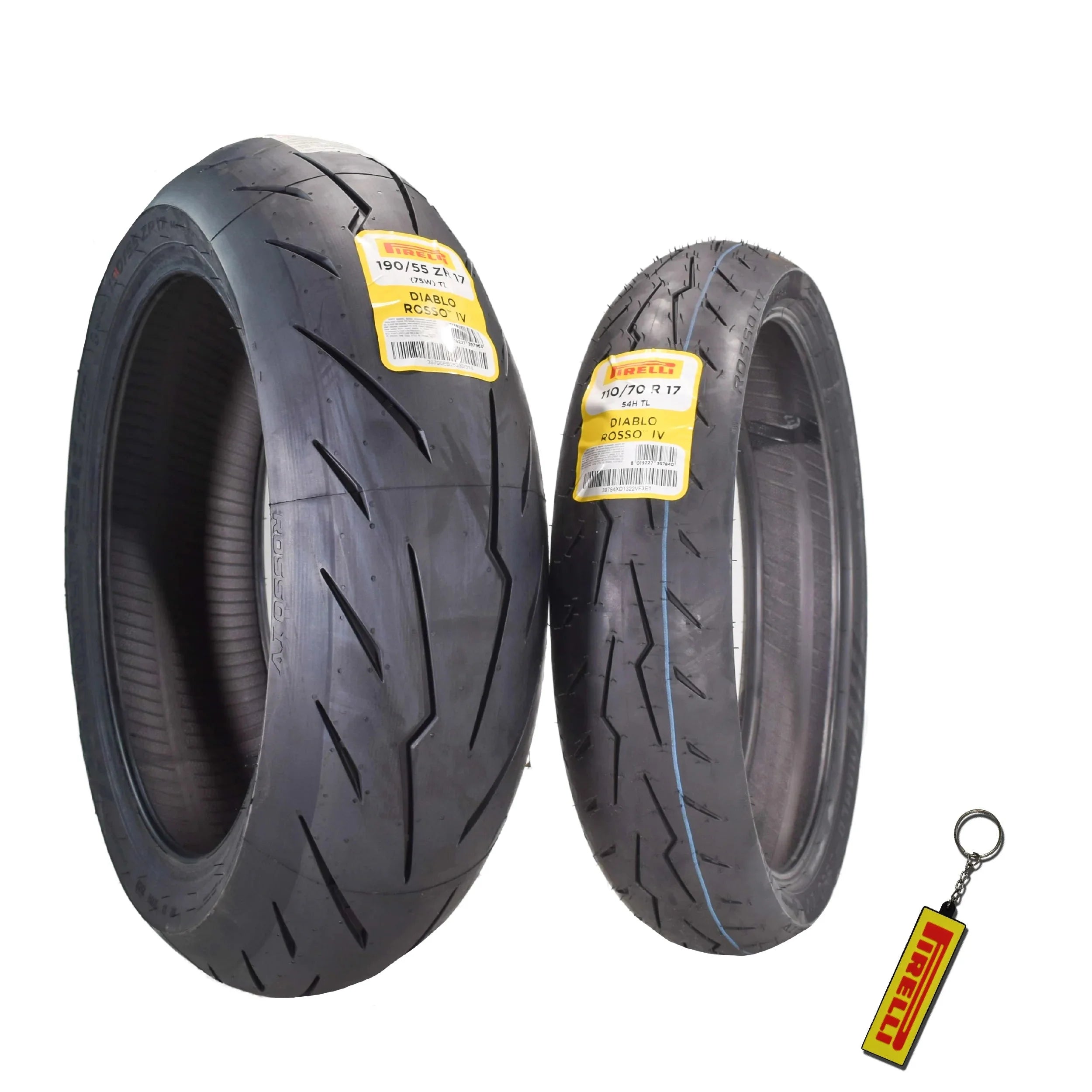 Pirelli Diablo Rosso IV Motorcycle Tires Set �C Front 110/70ZR17 & Rear 190/55ZR17 with Bonus Keychain