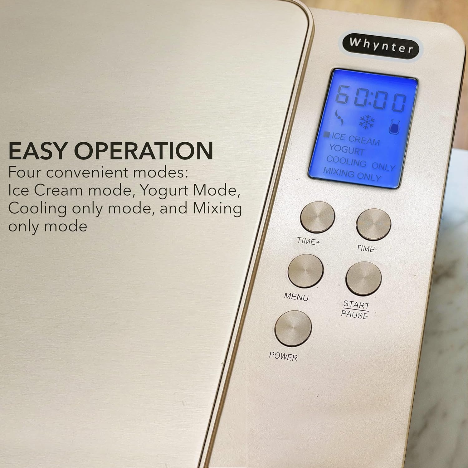 Whynter ICR-300SS 0.5-Quart Stainless Steel Rolled Ice Cream Maker With Compressor