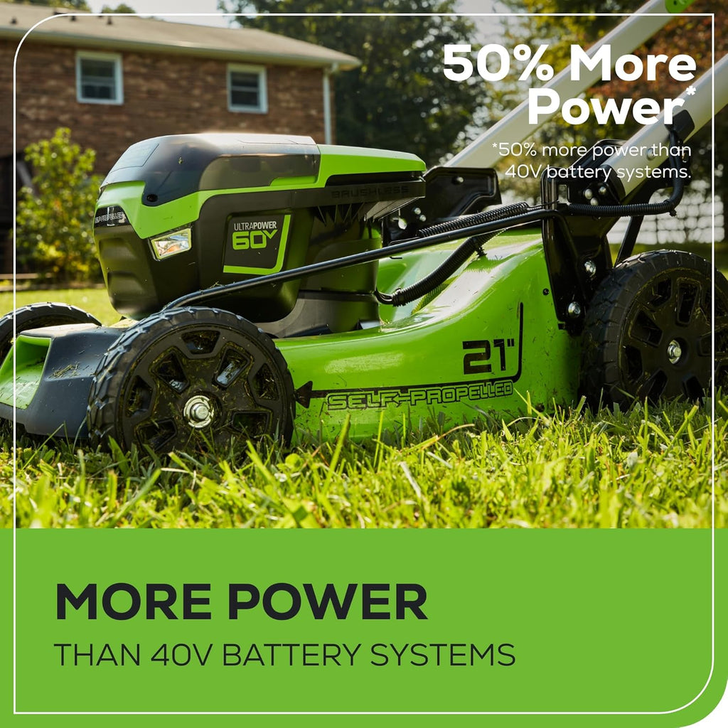 60V 21�� Cordless (Self-Propelled) Lawn Mower , 2 x 4.0Ah Batteries and Dual Port Rapid Charger
