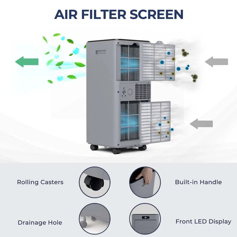 10000 BTU 3-in-1 Portable Air Conditioner Air Cooler Fan Dehumidifier with Remote Control, 24H Timer, Child Lock