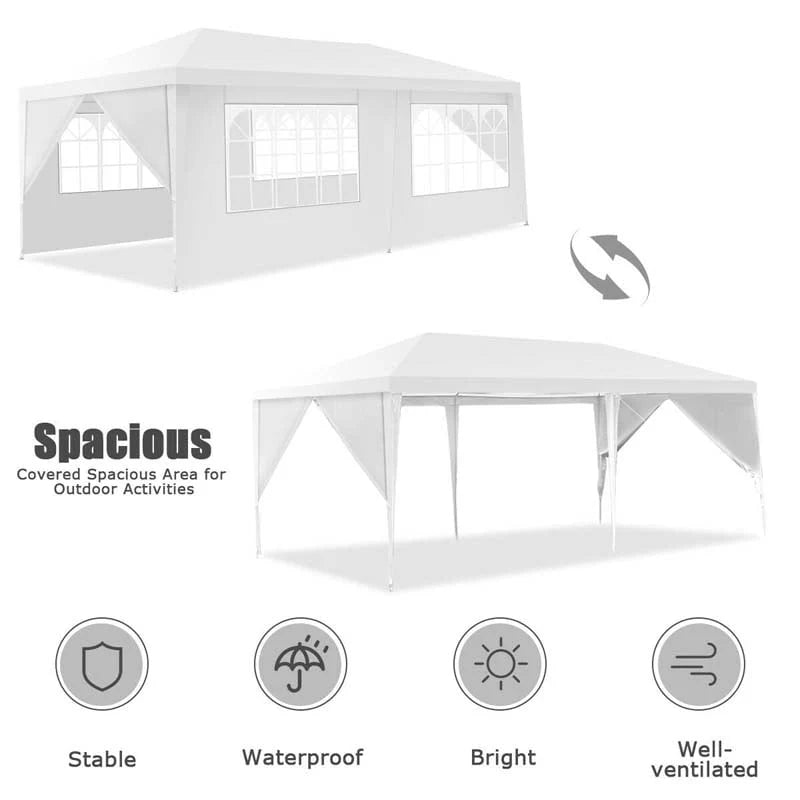 10 x 20 FT Outdoor Gazebo Canopy Tent Party Wedding Event Tent with 6 Removable Sidewalls & Carry Bag