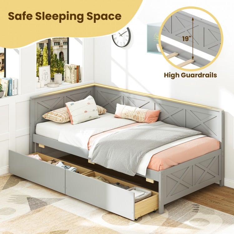 Twin Size Daybed with 2 Storage Drawers No Box Spring Needed
